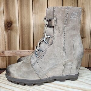 Sorel Joan Of Arctic II Wedge Boots Womens 9.5 Brown Lace Up Ankle Booties